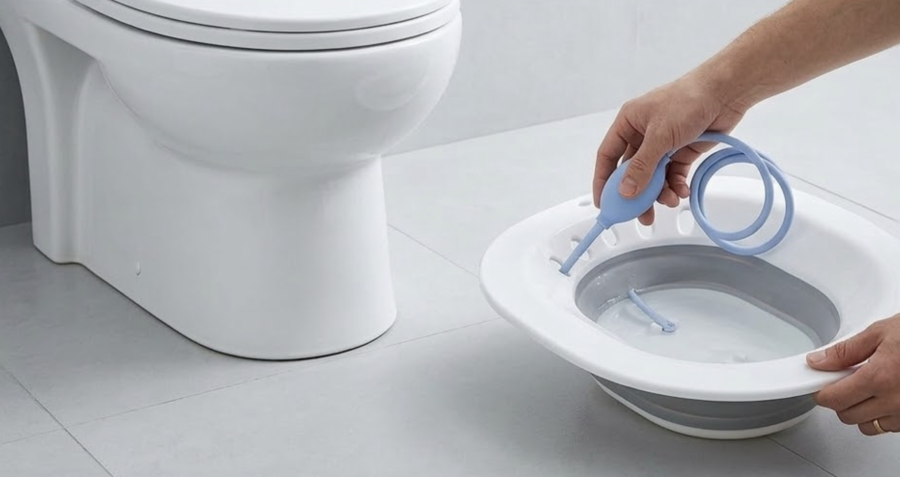 Bidé plegable AquaNési transportado fácilmente en la mano